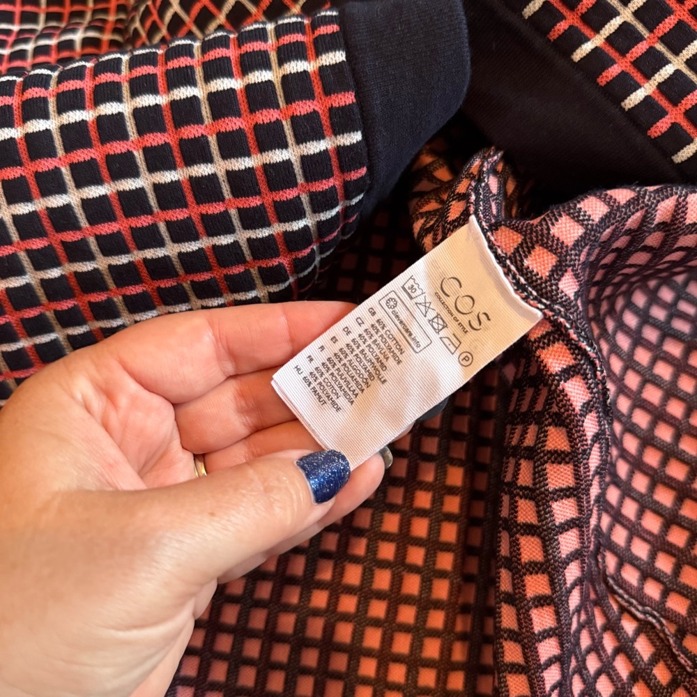 Cos Checked Button Front Sweater Jacket - image 7